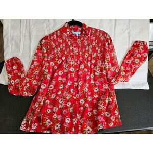 Women's DRAPER JAMES RSVP™ Long Sleeves Smocked Neck Top sz XS